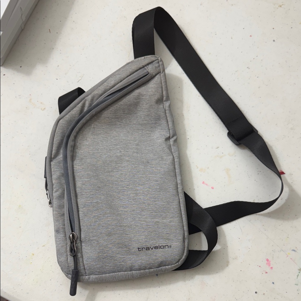 Travelon Light Gray Crossbody Sling Bag